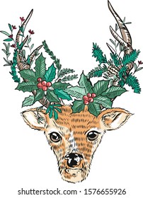 Merry Christmas Deer Happy holidays