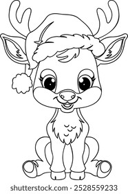 Feliz Natal Deer contorno Vetor Ilustração Design