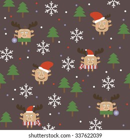 Merry Christmas deer seamless background