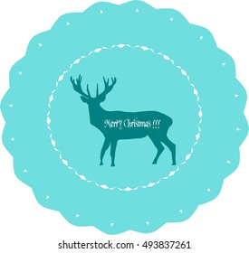 Merry christmas deer in snowflake. Vector illustration.