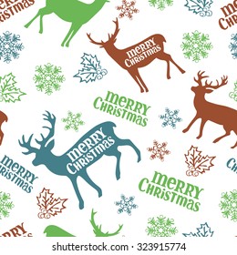 Merry Christmas. Christmas deer. Vector seamless illustration. Christmas background. Winter pattern.