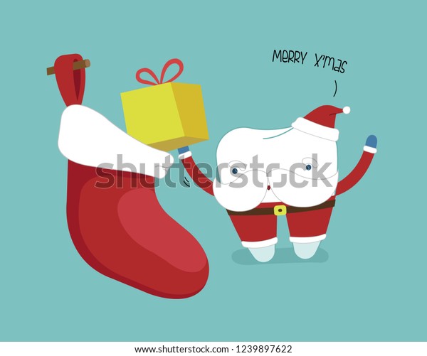 Download Merry Christmas Dental Santas Tooth Present Stock Vector ...