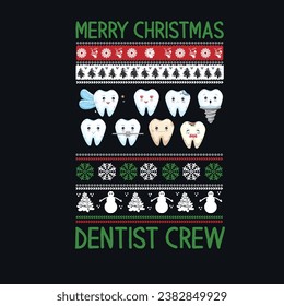 merry christmas with dentist crew , chicken Christmas t shirt free vector design , santa clause, 