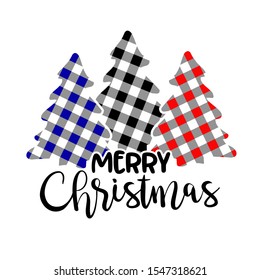 Merry Christmas design. Buffalo Plaid vector files. Christmas Trees clip art. Digital downloads file.