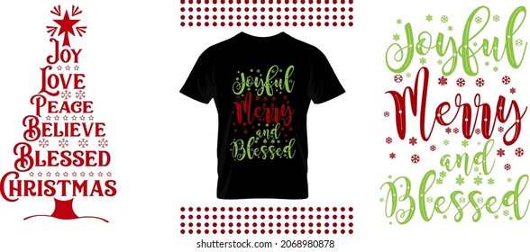 Merry Christmas Design Bundle. Set of Christmas quotes sayings typography vector print of mug, card, poster, T shirt etc
