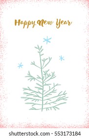 Merry Christmas design. Christmas calligraphy in color. Handwritten modern brush lettering. Hand drawn holiday design elements.