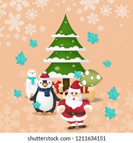 Merry Christmas Design with character and Background. Creative design for your Christmas background. vector illustration