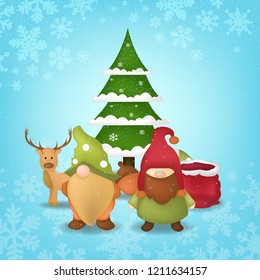 Merry Christmas Design with character and Background. Creative design for your Christmas background. vector illustration