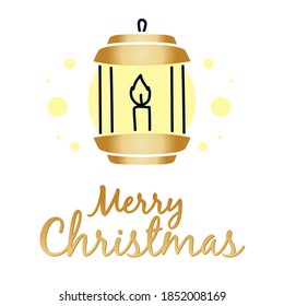 merry christmas design with lantern icon over white background, half line half color style, vector illustration
