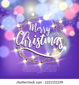 Merry Christmas Design with Light glitter and Background. Creative design for your Christmas background. vector illustration