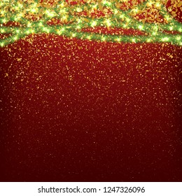 Merry Christmas Design with Lights and Garlands