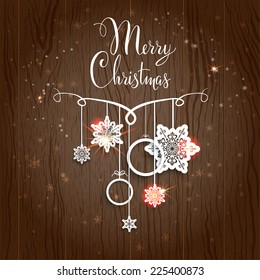 Merry Christmas design on wood background