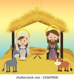 Merry Christmas design over desert scape background, vector illustration.