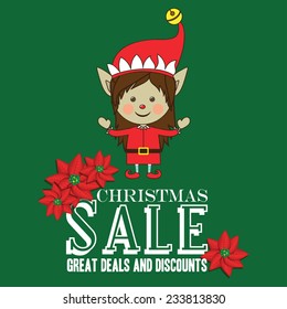 Merry Christmas design over green background, vector illustration.