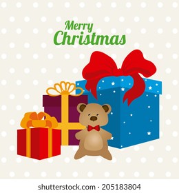 Merry Christmas design over white background, vector illustration