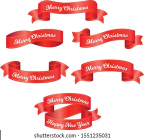 merry christmas  design ribbon design vector illustration and sticker design