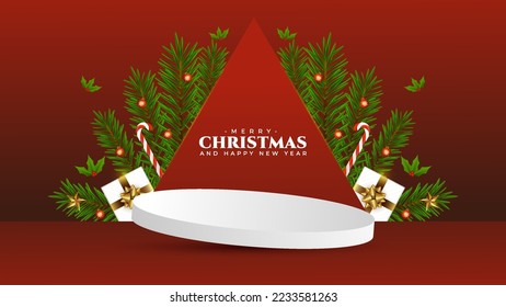 merry christmas design with santa, star, candy, light bulb, and christmas tree elements