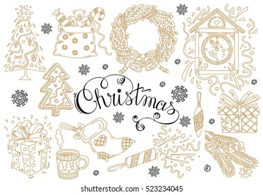 Merry Christmas Design Set, decorative elements