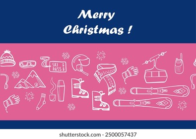 Merry Christmas design with Snow activities icon set