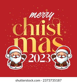 Merry Christmas Design with Snowflakes Falling in the Background of Santa Claus with Golden Merry Christmas.