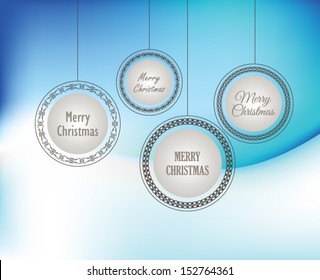 Merry Christmas design template with hanging balls