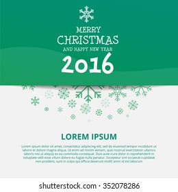 Merry Christmas Design Template Snow Flakes Background