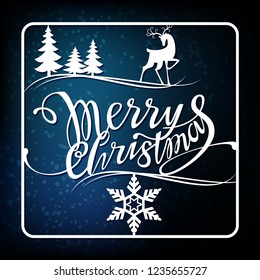 Merry Christmas design text for laser cutting. New year calligraphic inscription, decorated winter element. Good for greeting card design, window, storefront, banners.