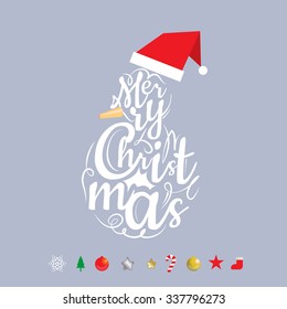 Merry Christmas design with typography and additional object. create by vector file