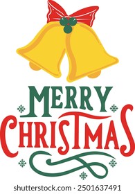 Merry Christmas Design in Vector Style Illustration on a White Background for Stickers, T-shirt