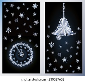 Merry Christmas diamond banners, vector illustration