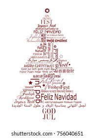 Merry Christmas in different languages and different font types