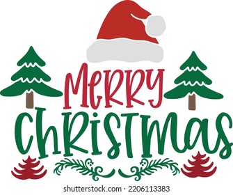 Merry Christmas Digital cut file winter christmas tree Santa vector typography cut files for cricut