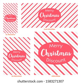 Merry Christmas Discount a4 DL cover Flyer Banner poster template vector illustration offer holiday greeting card pack set