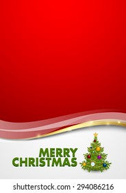 Merry Christmas document template with decorated  tree