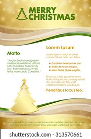 Merry Christmas document template with golden tree