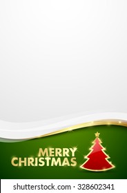 Merry Christmas document template with golden and red tree