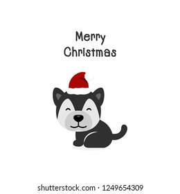 Merry Christmas dog Cartoon Dog. Vector illustration.