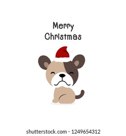 Merry Christmas dog Cartoon Dog. Vector illustration.