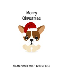 Merry Christmas dog Cartoon Dog. Vector illustration.