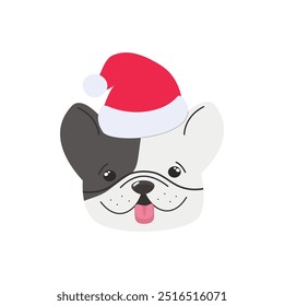 Merry Christmas dog vector. Cute cartoon french bulldog puppy  