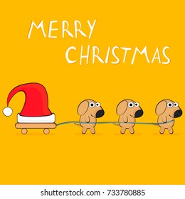 Merry Christmas dogs vector illustration