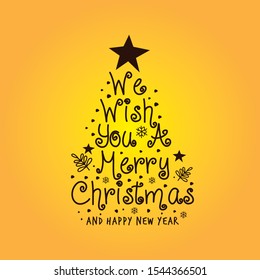 Merry Christmas Doodle Rustic Greeting Gold