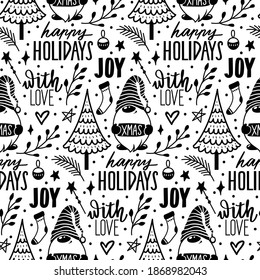 Feliz día de Navidad sin problemas. Feliz Año Nuevo repita el fondo en el estilo de esbozo. Decoración vectorial para las vacaciones de invierno. Textura de Navidad, papel de envoltura.
