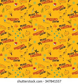 Merry Christmas doodle seamless pattern