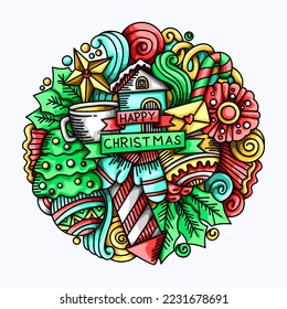 Frohe Weihnachts-Doodle-Vektorgrafik Design-Illustration