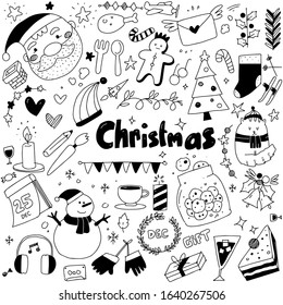 Merry Christmas doodle white background