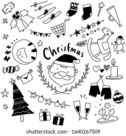 Merry Christmas doodle white background