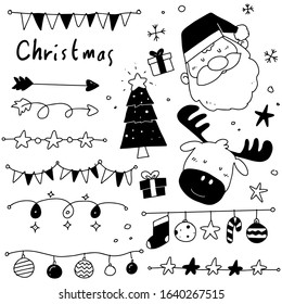 Merry Christmas doodle white background