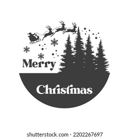 Merry Christmas door hanger. Vector Farmhouse quotes. Round Christmas sign. Winter holiday design. Isolated on white background.