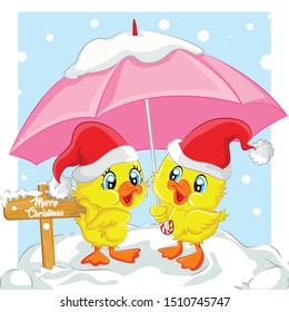 merry christmas duck with umbrella